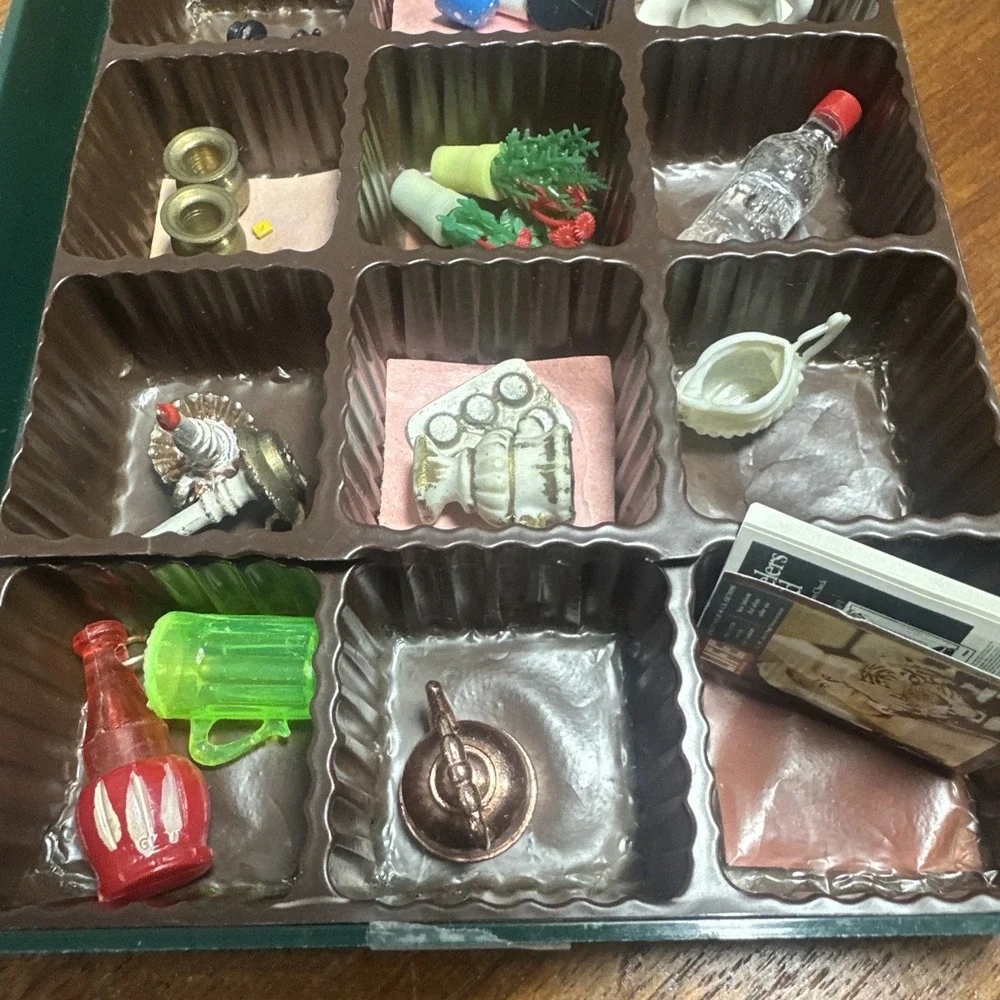 Dollhouse Miniature Knickknacks, Candlesticks, Telephones, Metal Spitunes, Etc